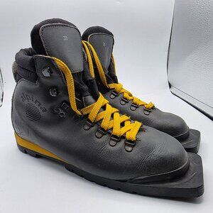 Alpina 3 Pin 75mm Nordic Norm XC Ski Boots Mens Size 39 Black Yellow Vibram